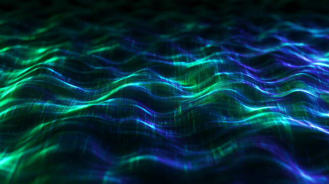 Abstract Glowing Digital Wave Technology Background