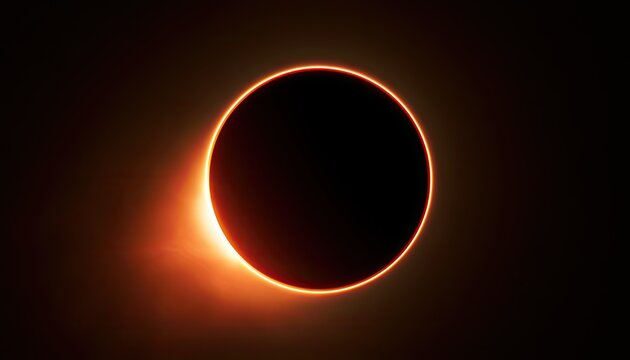 A dramatic solar eclipse showing a glowing ring of fire against deep black space