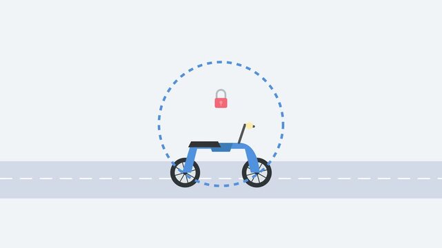 Minimalist 4K 60fps Motorcycle Security Lock Animation on Canvas Background