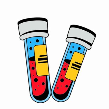 Blood Test Tubes with Drops, Medical Laboratory Sample animation