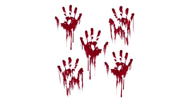 Bloody Handprints Appearing Animation Halloween Horror Concept