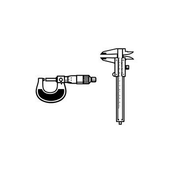 Precision Screw Gauge Vector Icon Set - Measurement Graphic