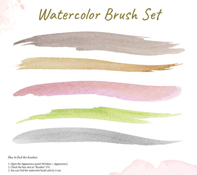 Pastel Watercolor Brush Strokes Set