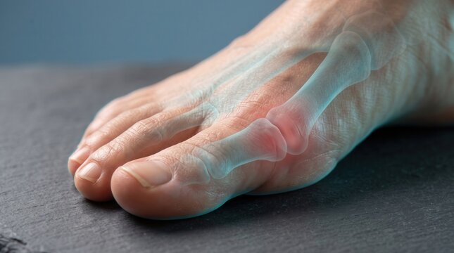 Human foot joint with visible digital bone anatomy