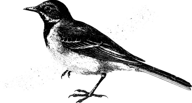 Set of three isolated black and white lark ink drawings for botanical design background and vintage engraving elements