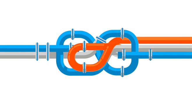 Conceptual Industrial Pipe Knot Vector Illustration