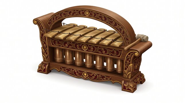 Traditional Indonesian gamelan metallophone slenthem instrument illustration on white background