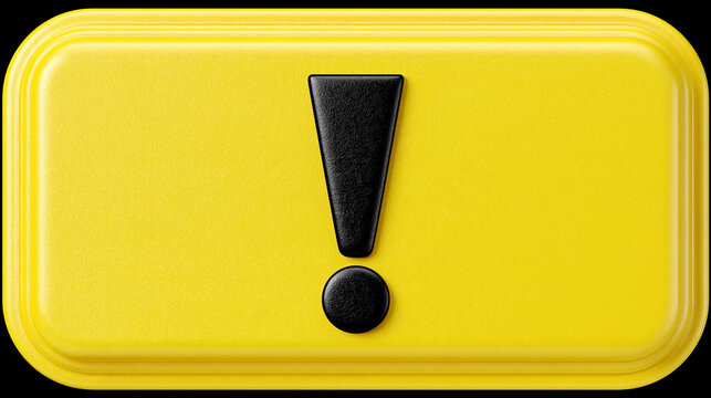 Bright yellow rectangular sign with a black exclamation mark symbol