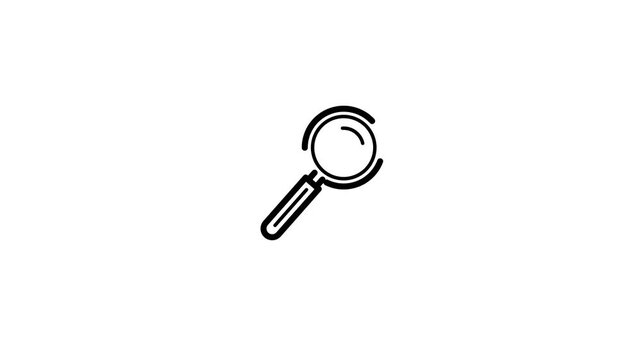 Minimalist linear magnifying glass icon representing search and discovery for digital interfaces and website navigation tools