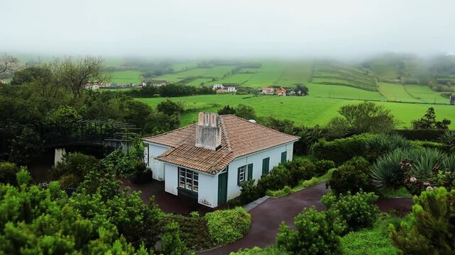 Small hoise in Faial Botanical Garden Botanical garden in Flamengos, Portugal