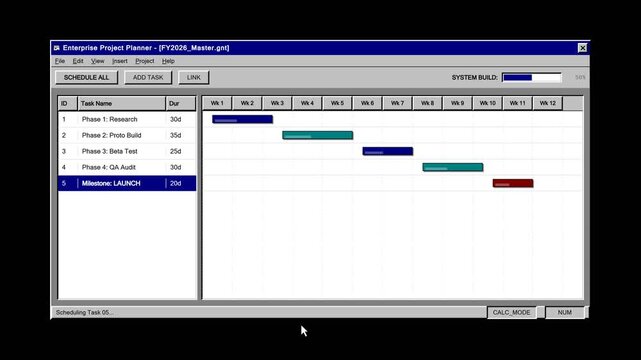 Project Management Timeline Gantt Chart Animation with Tasks and Milestones