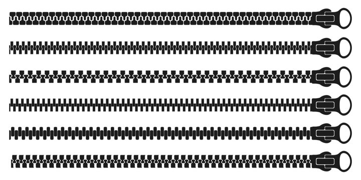 Zipper seamless collection. Zipper brush elements. Fasteners patterns