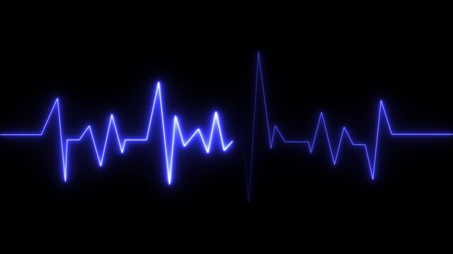 Neon heartbeat icon ECG heartbeat signal icon animation 4k video and black background, Neon glowing hart line icon . heart beat simple glowing neon animation, glowing ECG pulse rate line.