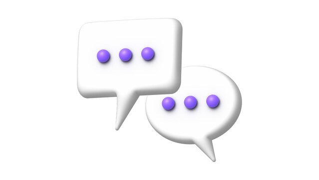 3D Rendered Chat Bubble Communication Icon 95 Illustrating Digital Social Interaction and Messaging Dialogue Concepts on White Background