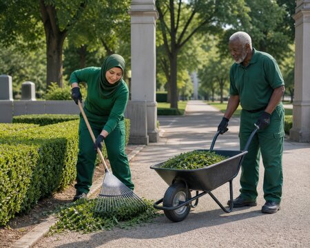 Cemetery Grounds Maintenance Clearing Hedge Clippings Memorial Park