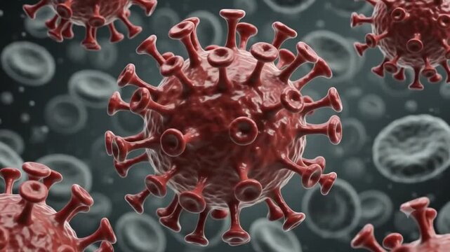 3d render of a virus structure representing a microscopic pathogen or coronavirus cell floating in a biological environment
