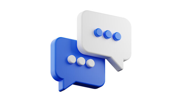 3D Rendered Chat Bubbles 105: Digital Communication Symbol Representing Social Interaction and Messaging Interaction Isolated on White Background