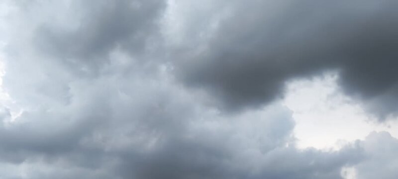 Dramatic overcast stormy sky with dark heavy rain clouds rolling across atmosphere