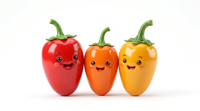 Vibrant chili pepper artwork featuring bold colors, glossy textures, and a fresh, energetic appearance. A striking spicy ingredient captured in a clean and modern composition, perfect for food illustr
