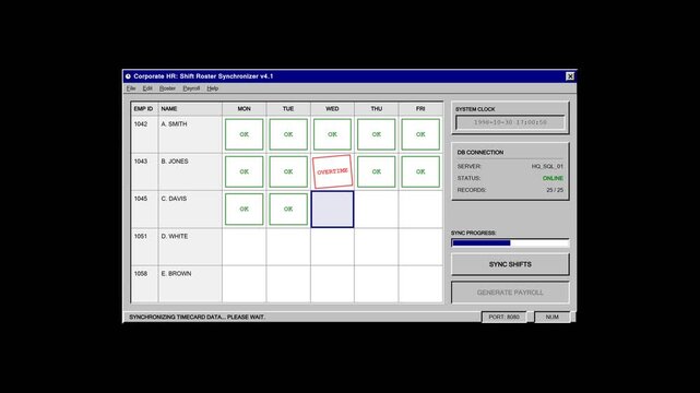 Digital employee shift roster synchronization and scheduling management system