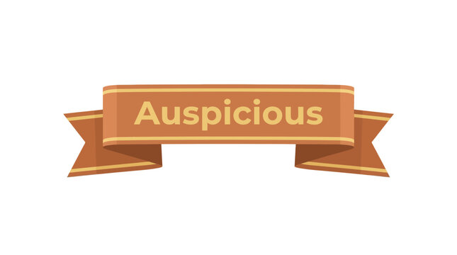 Decorative golden-brown vector banner with 'Auspicious' text, symbolizing good fortune, prosperity, positive omens, and celebrations