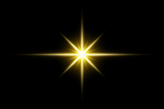 Gold luminous starburst, star glow overlay