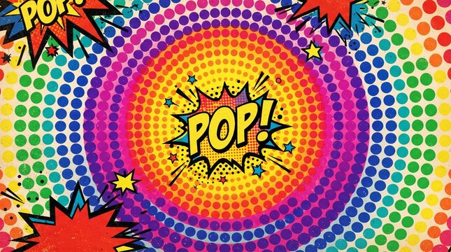 Vibrant Halftone Dot Pattern with Comic Pop Art Style