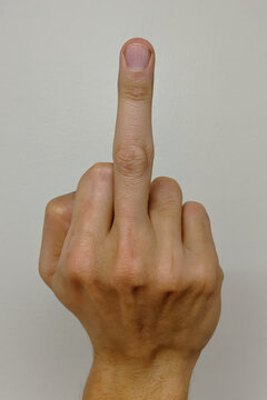 people of ai, hand making an obscene middle finger gesture, photorealistic