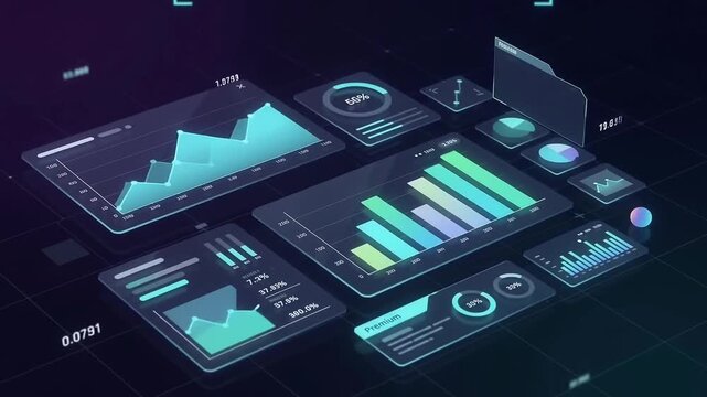 Futuristic Data Analytics Dashboard With Business Charts