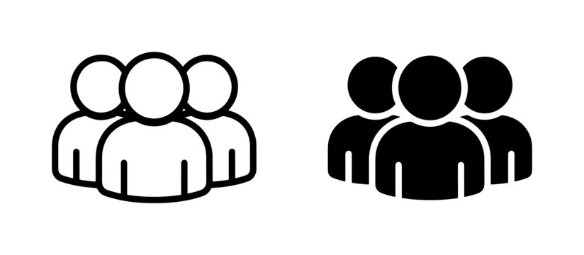 Group of People Icons, Teamwork Symbol, Community Silhouette, Diverse Crowd Representation