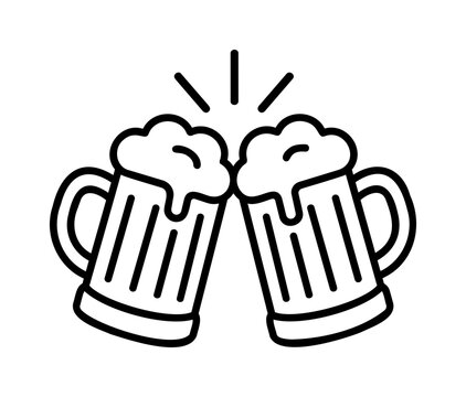 Beer Mug Cheers Icon with Foam and Sparkle Lines for Pub Celebration Design