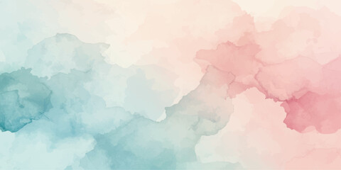 Fototapeta premium Abstract Blue Watercolor Sky Background with Soft Clouds, Vintage Paper Texture, Airy Cloudscape, Light Weather Effects and Artistic Grunge Design