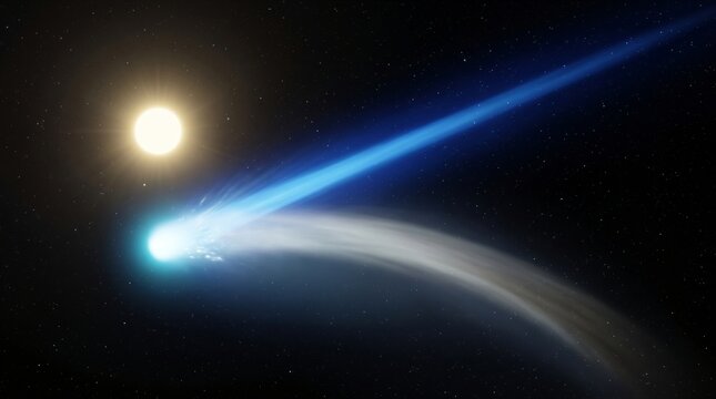 Two Tails: Bright Comet Trailing Separate Ion And Dust Tails Near A Star