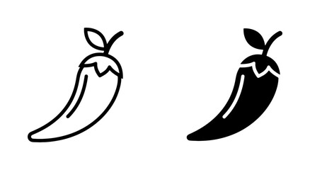 Obraz premium Chili Pepper Icons: Black and White Vector Graphics for Spicy Food and Heat Themes