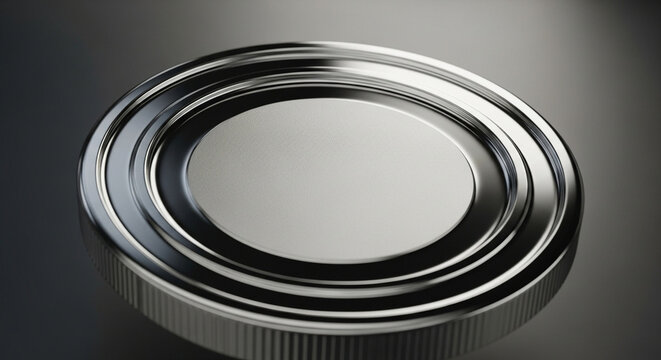 A gleaming metallic component featuring precise circular grooves and polished surfaces reflecting soft ambient lighting during industrial manufacturing processes in a workshop setting