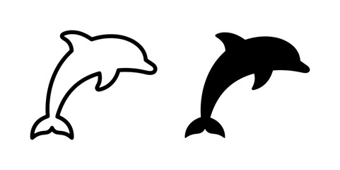 Naklejka premium Dolphin Icons, Marine Mammal Silhouettes, Ocean Wildlife Vector Graphics, Aquatic Animal Art