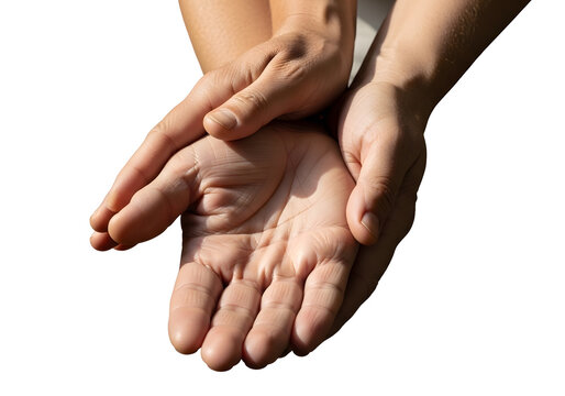 Close-up of hands holding gently with soft natural lighting for trust and care concept