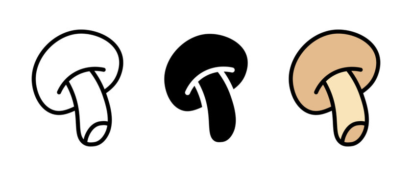 Mushroom icon. Mushroom symbol in minimal style. Transparent vector