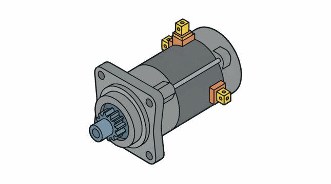 Industrial electric motor with mounted flange and terminals.