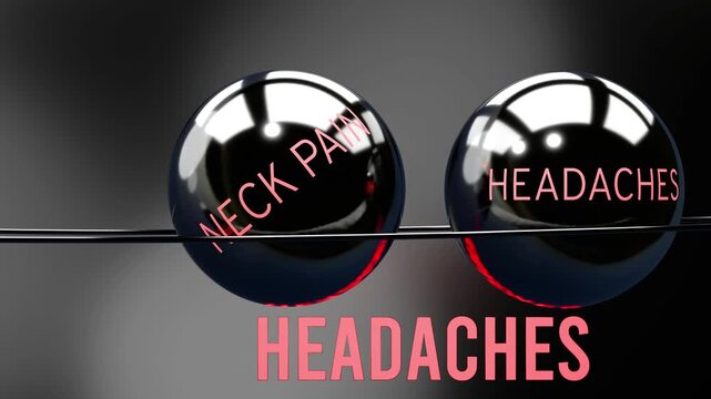 Screen posture, neck pain and headaches in repeating, vicious circle. Screen posture causes higher levels of neck pain, which then triggers headaches, which casues more screen posture. 