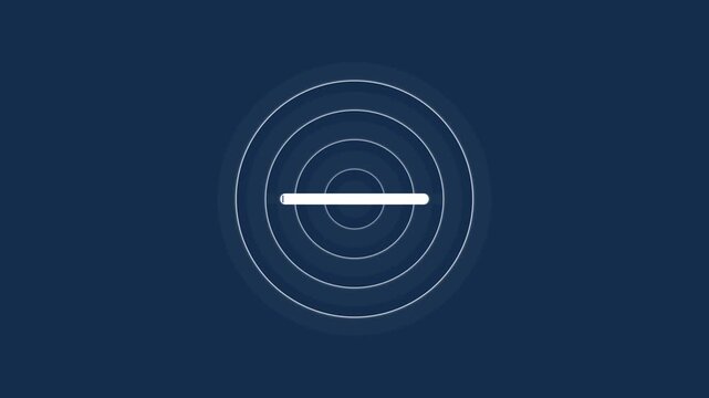 Minimalist HUD interface animation with a horizontal loading bar centered inside expanding circles