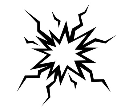 Jagged lightning bolt explosion shape with electric crack effects for comic book graphics.