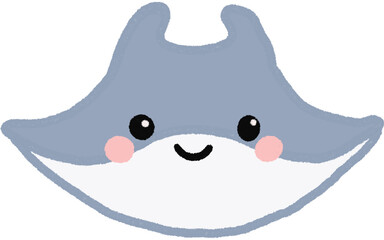 Hand Drawn Cute Stingray Face Illustration  © 정원 조