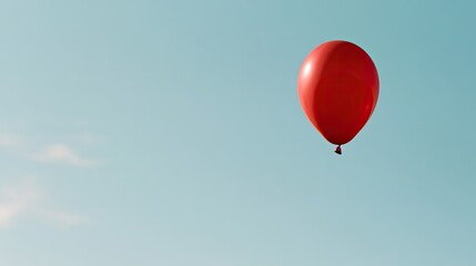 Obraz premium A single red balloon floats in a vast, clear blue sky