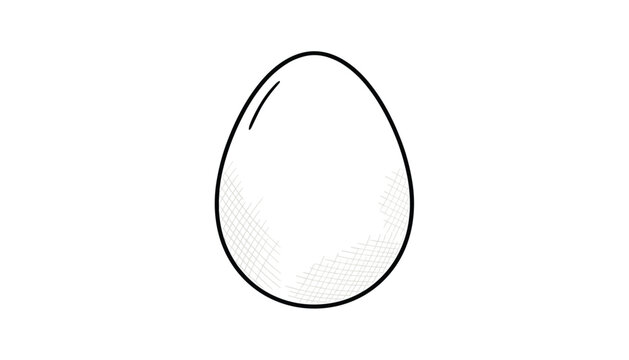 Single chicken egg sketch in hand drawn vintage hatching style isolated on white background representing fresh food.
