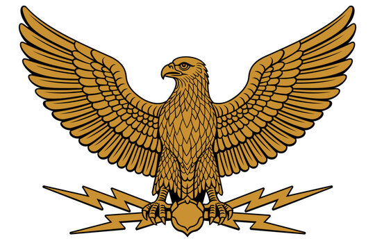 Eagle Holding Lightnings. Zeus Symbol. Color vector clipart.