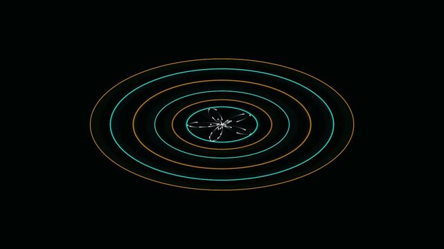 Glowing Neon Floral Spirograph Animation Rotating on a Dark Background with Elegant Light Trails
