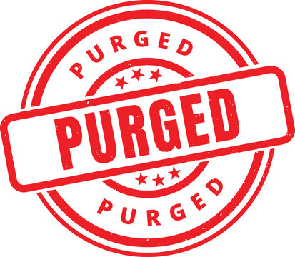 PURGED red rubber stamp text