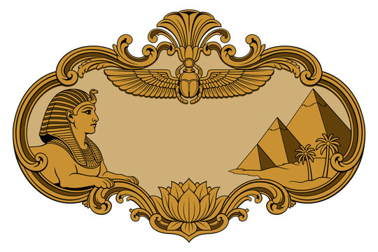 Frame Ancient Egypt Theme with copy space. Color vector clipart.