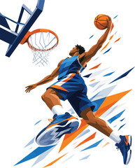 Male basketball player dunking ball with energetic abstract shapes © Nargis